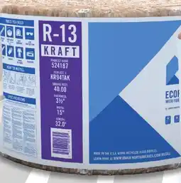 Menards R-13 EcoRoll Kraft Faced Fiberglass Insulation Roll 3-1/2 x 15 x 32' offer