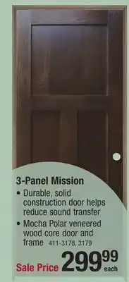 Menards Mastercraft 30W x 80H Mocha Poplar 3-Panel Mission Prehung Interior Door - Right Inswing offer