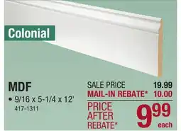 Menards Mastercraft 9/16 x 5-1/4 x 12' Prefinished Brite White MDF Colonial Base Moulding 163E offer