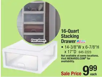 Menards Sterilite 16 Quart White Stacking Drawer offer