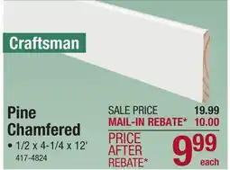 Menards Mastercraft 1/2 x 4-1/4 x 12' Primed FJ Pine Craftsman Base Moulding offer