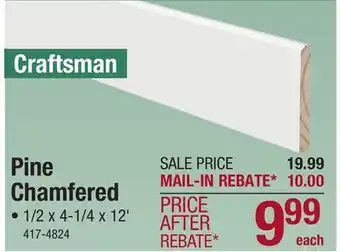 Menards Mastercraft 1/2 x 4-1/4 x 12' Primed FJ Pine Craftsman Base Moulding offer