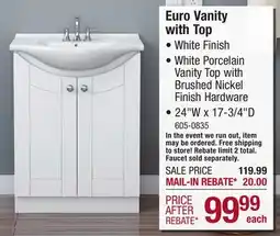 Menards Dreamwerks Euro 24W x 17-3/4D White Vanity and White Porcelain Vanity Top with Oval Integrated Bowl offer