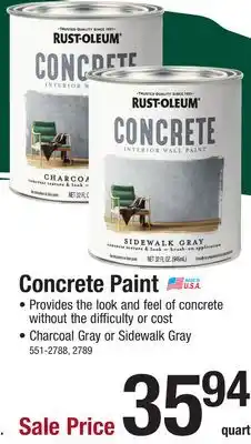 Menards Rust-Oleum Charcoal Gray Concrete Interior Wall Paint, Quart offer