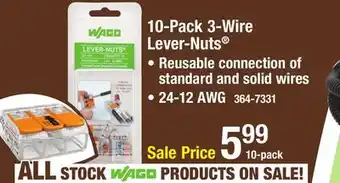 Menards WAGO Lever-Nuts 3-Wire 24-12 AWG Connector - 10 Count offer