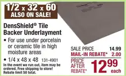 Menards Georgia-Pacific DensShield 1/4 x 48 x 48 Tile Backer offer