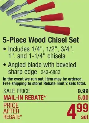 Menards Tool Shop Beveled Wood Chisel Set - 5 Piece offer