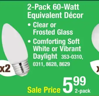 Menards Feit Electric Enhance 60 Watt Equivalent Frosted Dimmable B10 E26 Soft White LED Light Bulb - 2 Pack offer