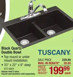 Menards Tuscany Dual Mount 33 Black Quartz Composite 1-Hole Double Bowl Kitchen Sink offer