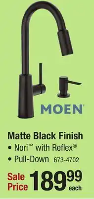 Menards Moen Nori with Reflex One-Handle Pull-Down Matte Black Kitchen Faucet offer