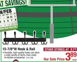 Menards 15-7/8W Black Stainless Steel Wall Mounted 5-Tri-Hook Rail offer