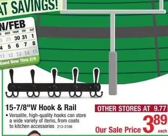 Menards 15-7/8W Black Stainless Steel Wall Mounted 5-Tri-Hook Rail offer