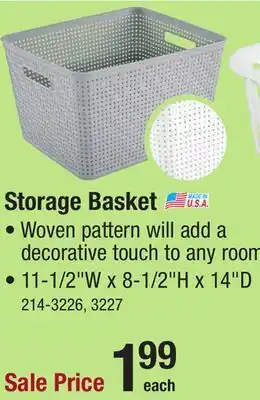 Menards 22-Quart Sterilite Cement Tall Weave Storage Basket offer