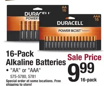 Menards Duracell Coppertop AA Alkaline Batteries - 16 pack offer