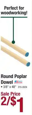 Menards Madison Mill 3/8 x 48 Round Poplar Dowel offer