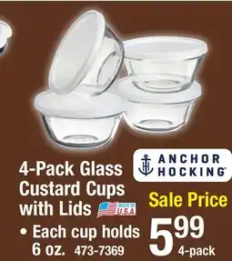 Menards Anchor Hocking Glass Custard Cups with Lids - Set of 4 offer