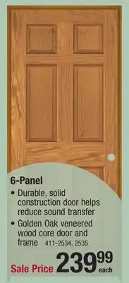 Menards Mastercraft 30W x 80H Golden Oak 6-Panel Prehung Interior Door - Right Inswing offer