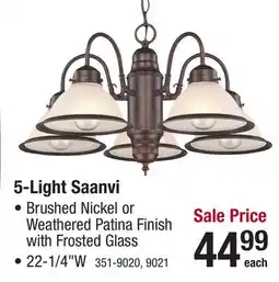 Menards Patriot Lighting Saanvi Weathered Patina 5-Light Chandelier offer