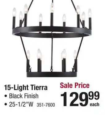 Menards Patriot Lighting Tierra 15-Light Black Chandelier offer