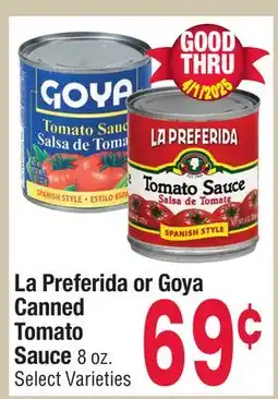 Jewel-Osco La Preferida or Goya Canned Tomato Sauce offer