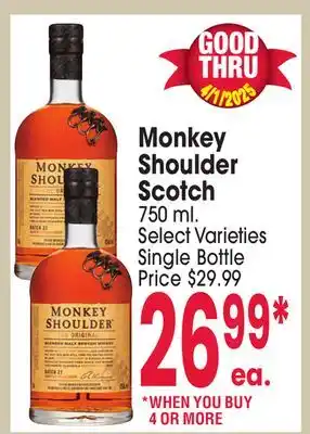 Jewel-Osco Monkey Shoulder Scotch offer