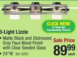 Menards Patriot Lighting Lizzie Matte Black 3-Light Vanity Light offer