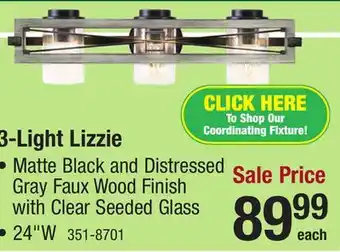 Menards Patriot Lighting Lizzie Matte Black 3-Light Vanity Light offer