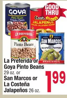 Jewel-Osco La Preferida or Goya Pinto Beans 29 oz. or San Marcos or La Costeña Jalapeños 26 oz offer