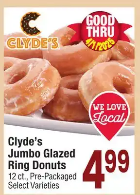 Jewel-Osco Clyde's Jumbo Glazed Ring Donuts offer