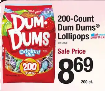 Menards Dum Dums Original Pops - 200 Count offer