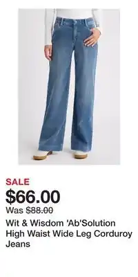 Nordstrom Wit & Wisdom 'Ab'Solution High Waist Wide Leg Corduroy Jeans offer