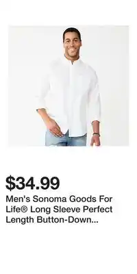 Kohl's Men's Sonoma Goods For Life Long Sleeve Perfect Length Button-Down Shirt offer