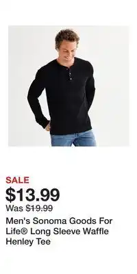 Kohl's Men's Sonoma Goods For Life Long Sleeve Waffle Henley Tee offer