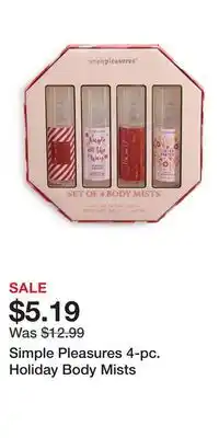 Kohl's Simple Pleasures 4-pc. Holiday Body Mists offer