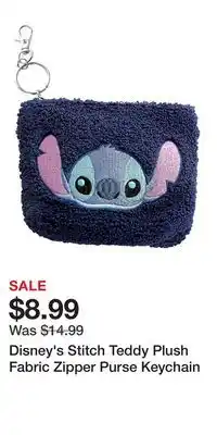 Kohl's Disney's Stitch Teddy Plush Fabric Zipper Purse Keychain offer