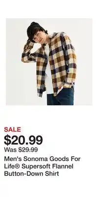 Kohl's Men's Sonoma Goods For Life Supersoft Flannel Button-Down Shirt offer