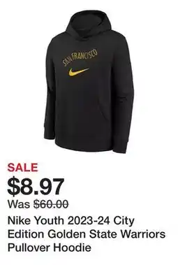 Dick's Sporting Goods Nike Youth 2023-24 City Edition Golden State Warriors Pullover Hoodie offer