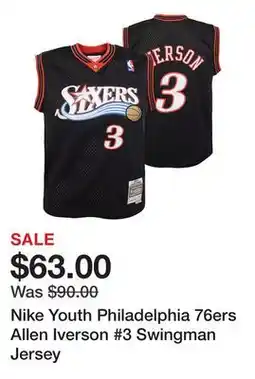 Dick's Sporting Goods Nike Youth Philadelphia 76ers Allen Iverson #3 Swingman Jersey offer