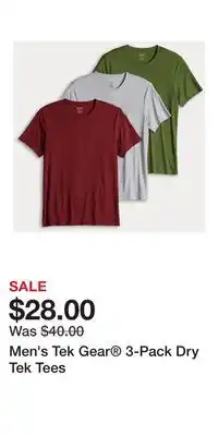 Kohl's Men's Tek Gear 3-Pack Dry Tek Tees offer