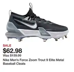 Dick's Sporting Goods Nike Men's Force Zoom Trout 9 Elite Metal Baseball Cleats offer