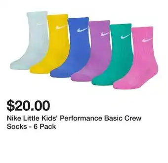 Dick's Sporting Goods Nike Little Kids' Performance Basic Crew Socks - 6 Pack offer