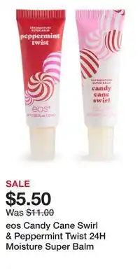 Kohl's eos Candy Cane Swirl & Peppermint Twist 24H Moisture Super Balm offer