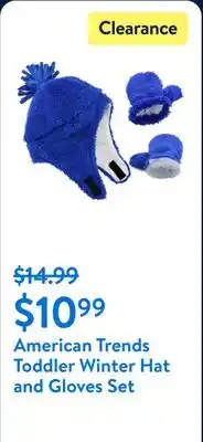 Walmart American Trends Toddler Winter Hat and Gloves Set offer