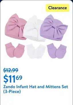 Walmart Zando Infant Hat and Mittens Set (3-Piece) offer