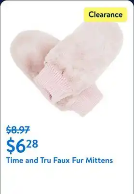 Walmart Time and Tru Faux Fur Mittens offer