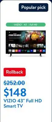 Walmart VIZIO 43 Full HD Smart TV offer