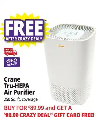 Ocean State Job Lot Crane true-HEPA Air Purifier White offer