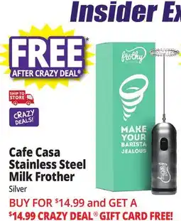 Ocean State Job Lot Cafe Casa Stainless Steel Milk Frother Silver offer