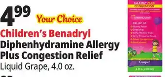 Ocean State Job Lot Children's Benadryl Diphenhydramine Allergy Plus Congestion Relief offer