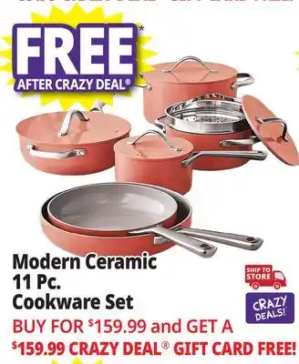 Ocean State Job Lot 11-Piece Modern Ceramic Cookware Set Coral offer